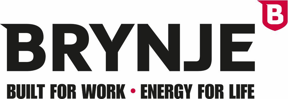 BRYNJE logo med tagline: Built for work - Energy for life